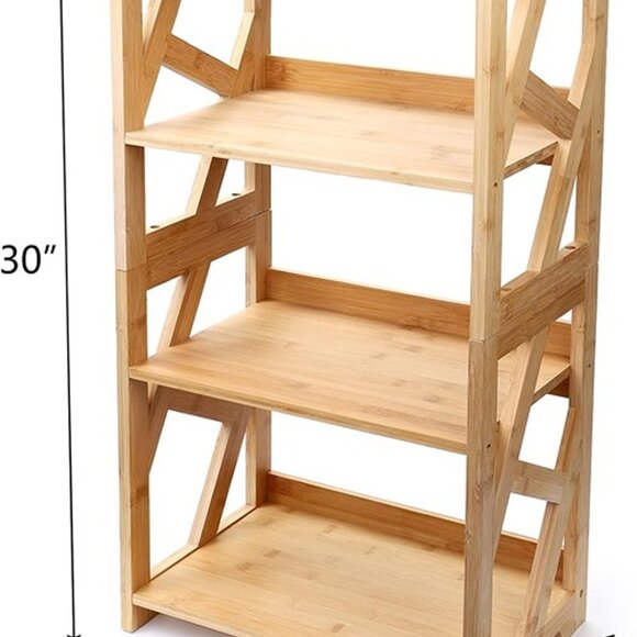 NEW 3-Tier Open Shelf Bookcase, Small Bamboo Bookshelf - Picture 4 of 6